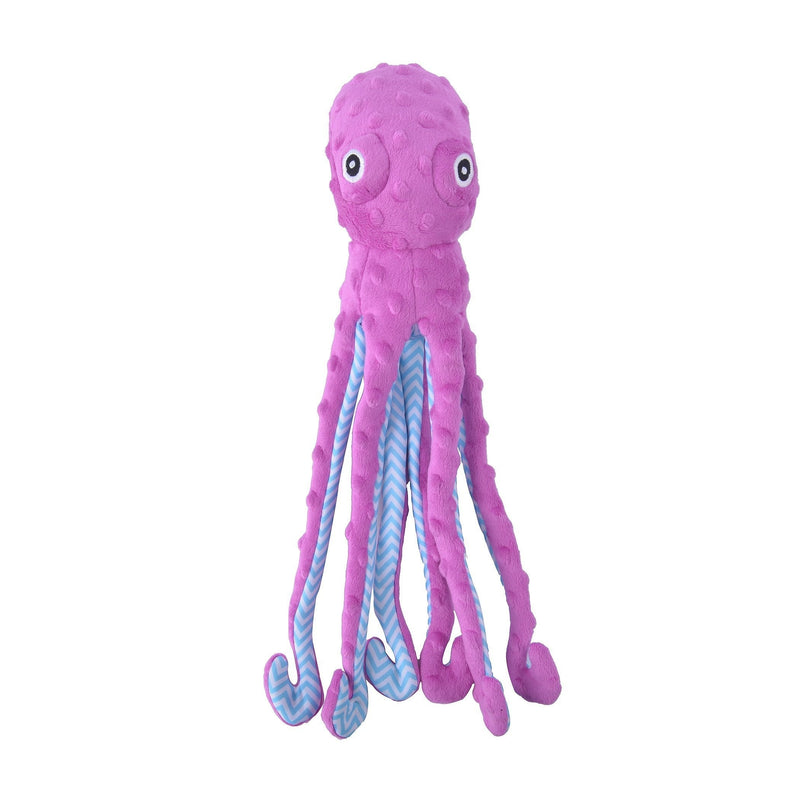 [Australia] - EXPAWLORER Best Squeaky Dog Plush Toys Pet Puppy Soft Treat Chew Toy Interactive for Small to Medium Breeds Dogs Cats Playing Octopus Design 17" Purple 