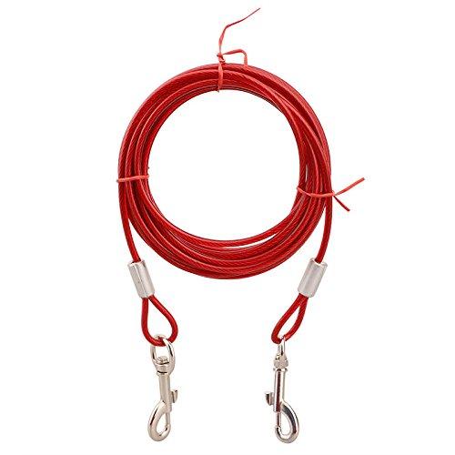 [Australia] - I-Fashion Heavy-Duty Pet Tie-Out Cable for Dog up to 170 lbs-10 feet long dog leash for Dog Training Red 