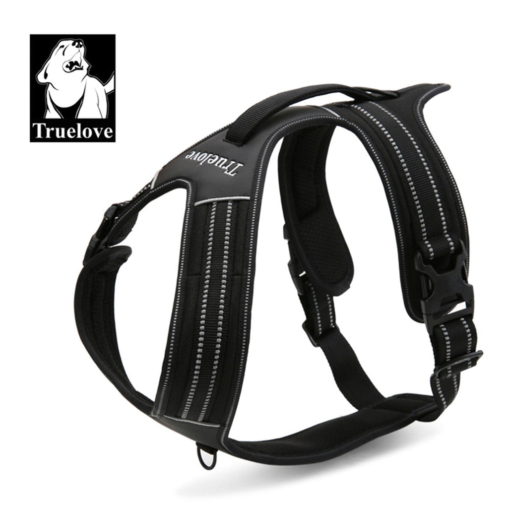 [Australia] - TRUE LOVE Reflective Dog Harness Handle Soft Padded No-Pull Pet Vest, Durable Oxford Outer Layer Large Breeds Truelove TLH5551 L Black 