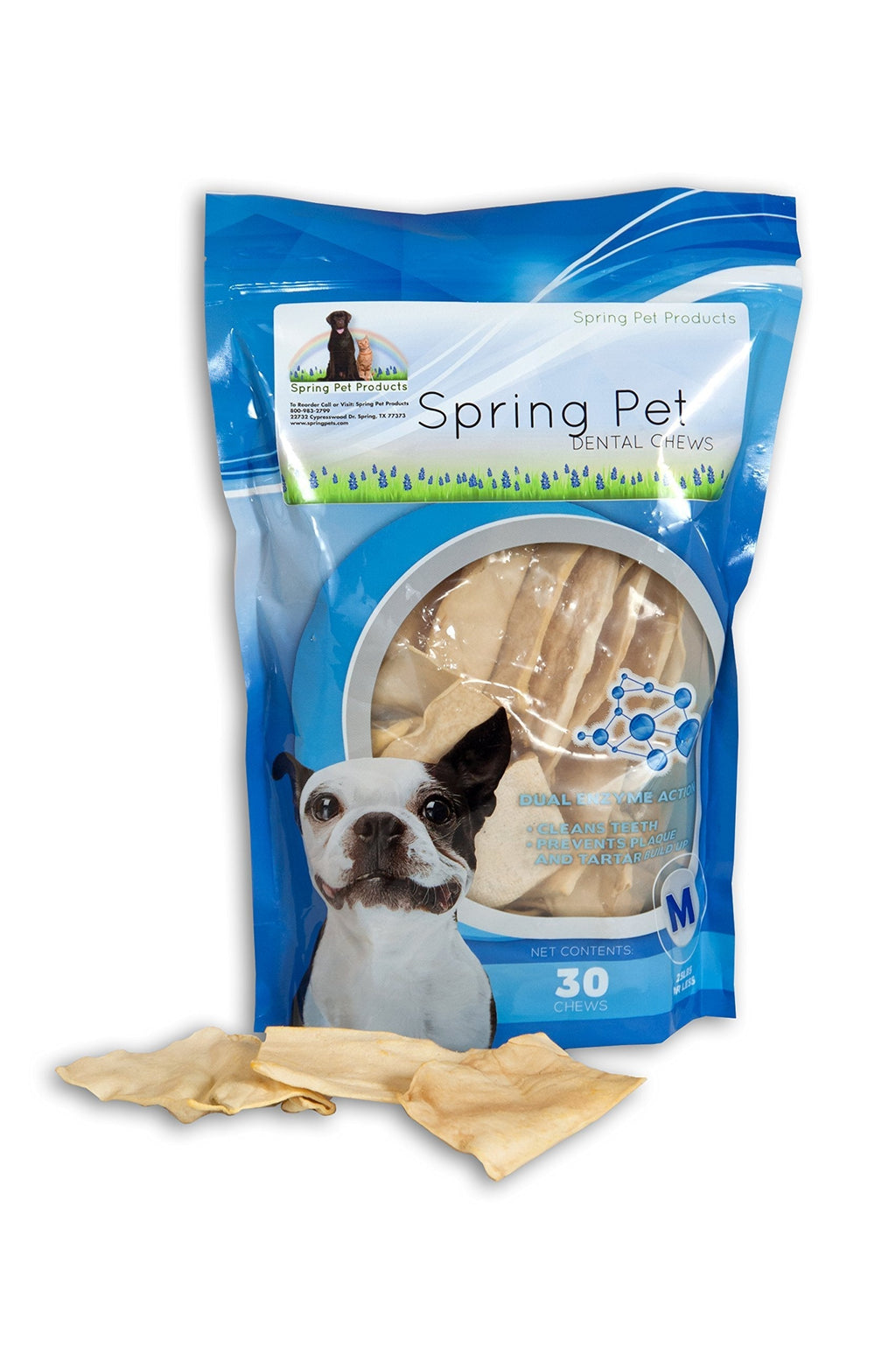 Spring Pet Dual Enzyme Action Beef Hide Dental Chews for Dogs Medium - PawsPlanet Australia