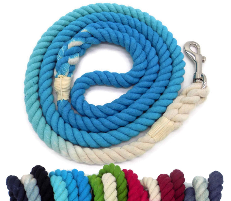 [Australia] - Sier 5ft Ombre Rope Dog Leash Braided Cotton Heavy Duty Strong Durable Multi-Colored Turquoise 