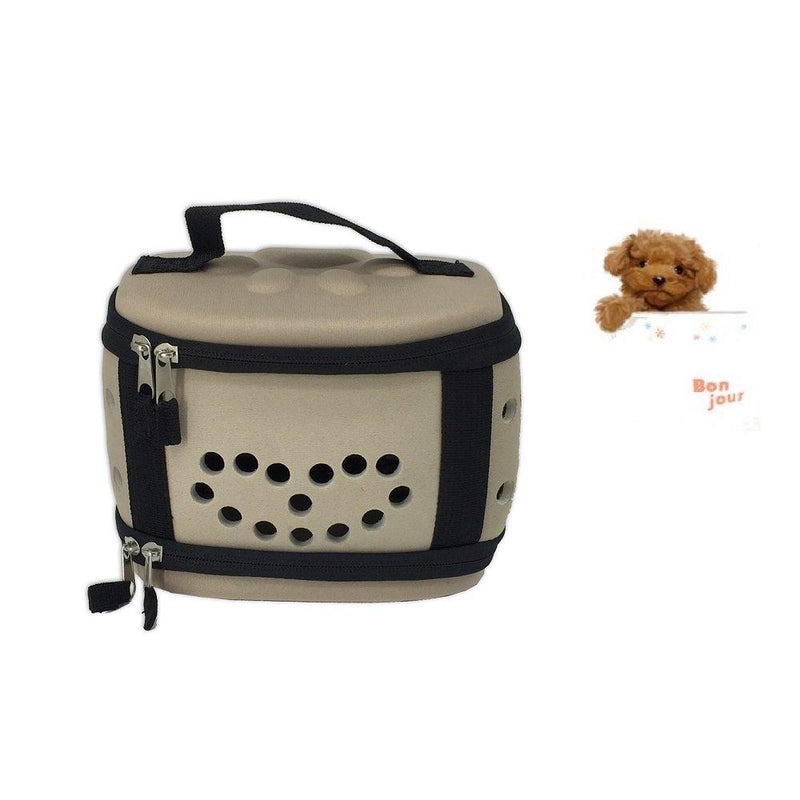 Portable Mini Poodle Carrier Hamster Cage - Travel Carry Bag Hard-Sided Kennel for Tiny Pet Small Animal Hedgehog Mouse Rat Sugar Glider Squirrel Chinchilla Rabbit Ferrest Beige - PawsPlanet Australia