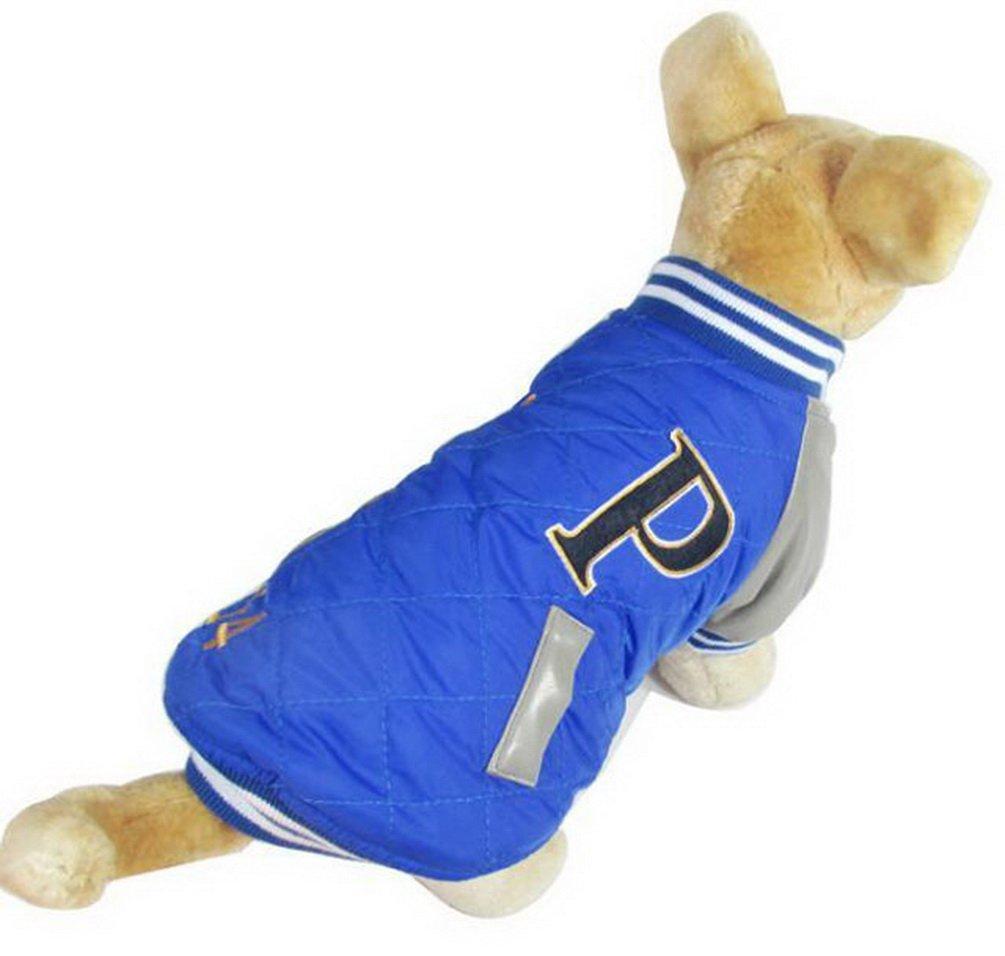 [Australia] - SMALLLEE_LUCKY_STORE XY000142-Blue-M Small Dog Fleece Lined Winter Patch Sport Jacket, Blue, Medium 