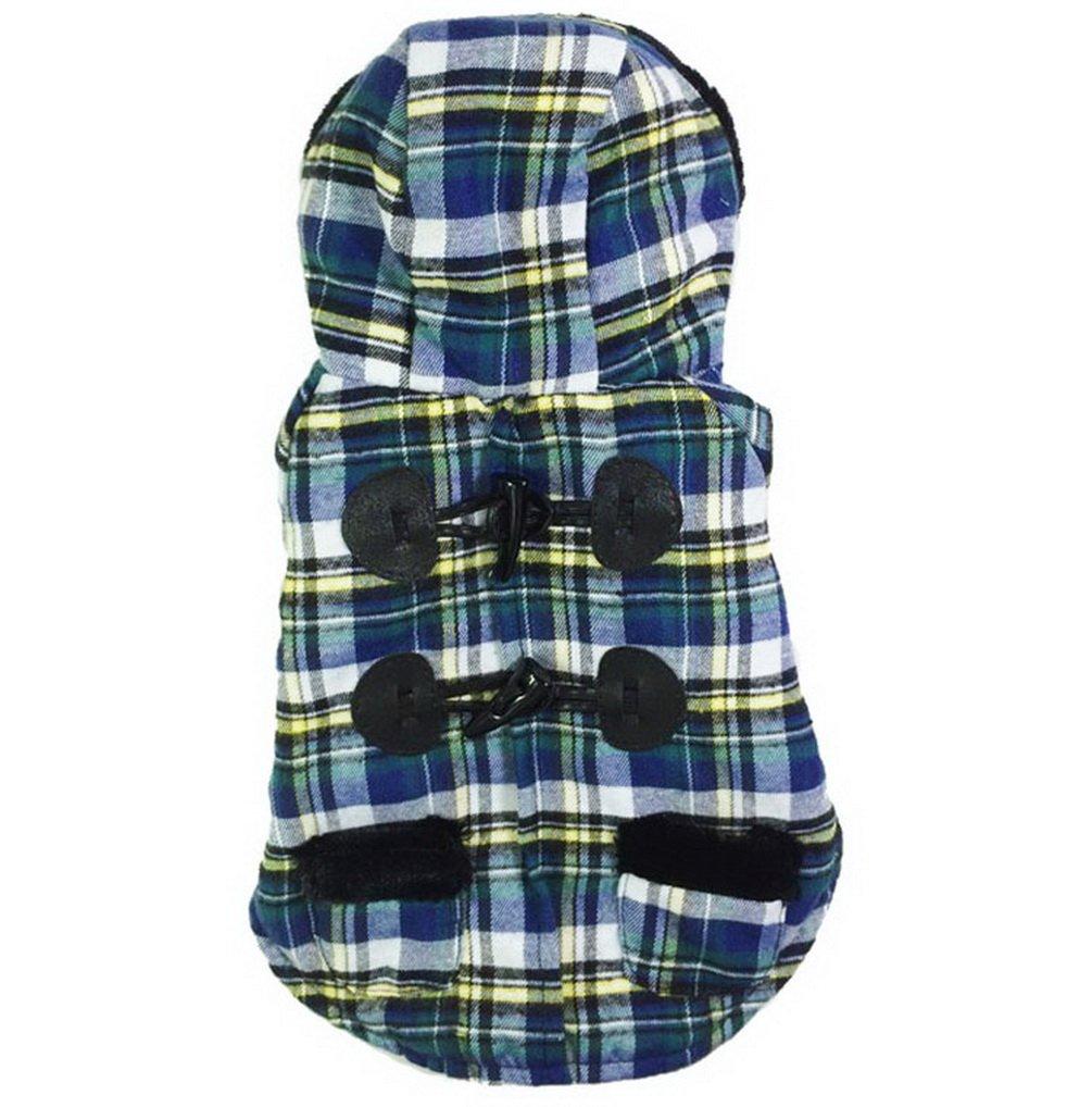 [Australia] - SMALLLEE_Lucky_Store Small Dog Winter Plaid Toggle Trim H Yellow Medium 