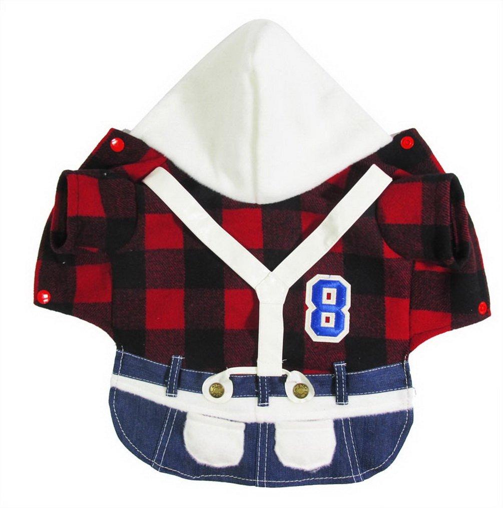 [Australia] - SMALLLEE_LUCKY_STORE XY000195-Girl-M Small Dog School Wind Couple Plaid Overall Jean for Girls, Red, Medium 