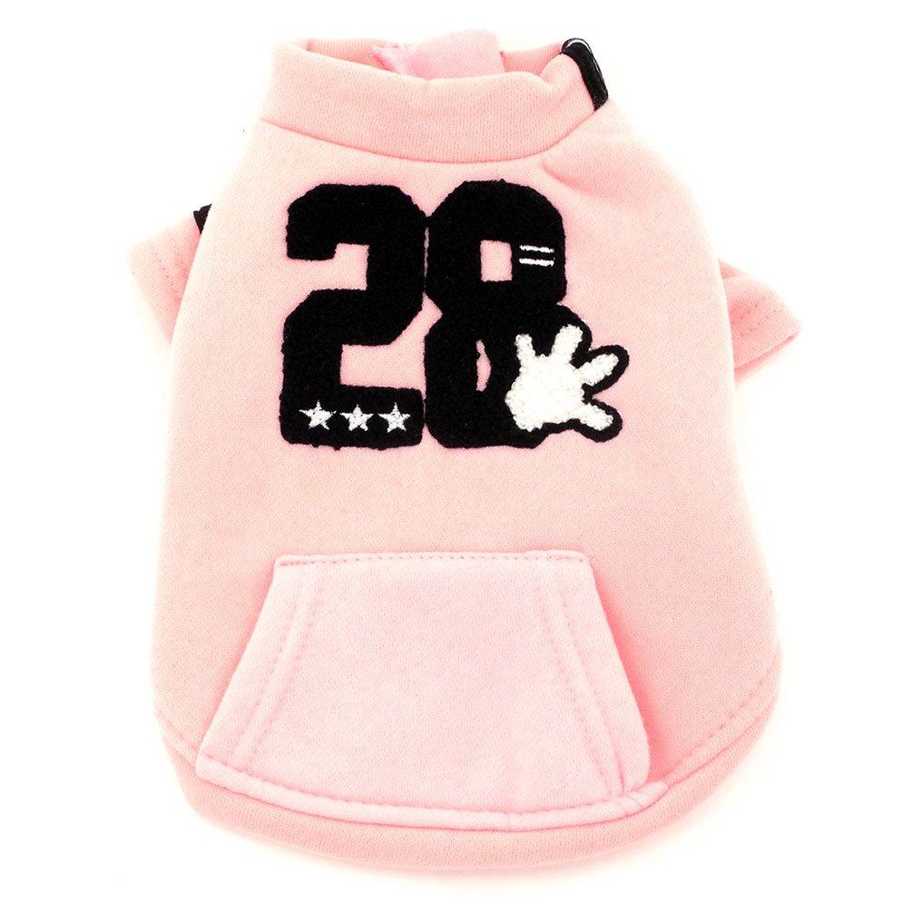 [Australia] - SMALLLEE_Lucky_Store Coat Fleece Lined Sweatshirt Jacket Print Puppy Pet Clothing Han Version Pink Medium 