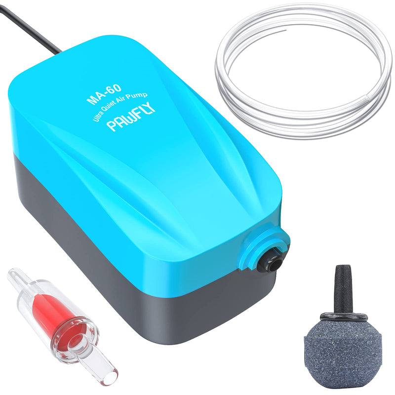 Pawfly 40 GPH Aquarium Air Pump with Airline Tubing and Check Valve Accessories for 3 - 10 Gallon Small Fish Tank Air Pump Set - PawsPlanet Australia