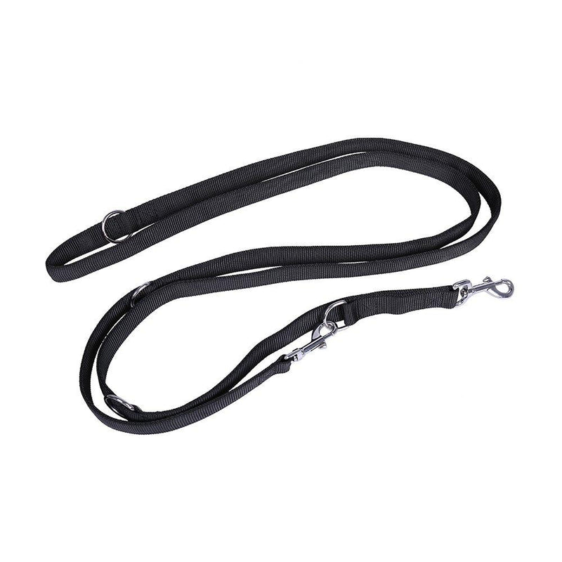 [Australia] - Dog Lead 10ft Long Dog leash Dog Training Line in Black Nylon with 5 Length Adjustment Options and Hook (1.6m-3.0m) Double Dog Leash Adjustable and Durable Strong Nylon Lead for Middle and Large Dogs 