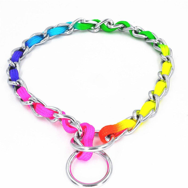 [Australia] - JWPC Rainbow Color Stainless Steel P Chock Metal Chain Training Dog Pet Collars Necklace Walking Training Pet Supplies Small Medium Large Dogs 4.0mm*60cm/(23.7") (collar) 