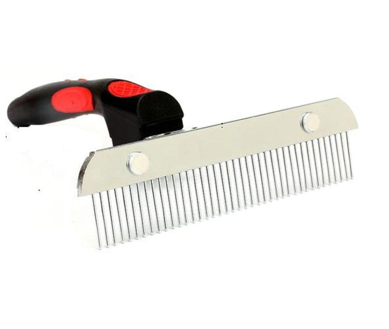 [Australia] - Qingmei-us Pet Comb,Dog Long Hair Brush for Grooming Removes Tangled Knots Mats,Undercoat and Loose Hair Extra-Large Rake Comb Grooming Brush Deshedding for Golden Retriever Husky German Shepherd RED 