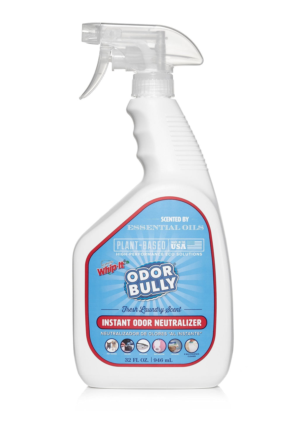 Whip-It Odor Bully Instant Odor Neutralizer Spray - Stain Remover and Odor Eliminator for Home and Car in One - 32oz - PawsPlanet Australia