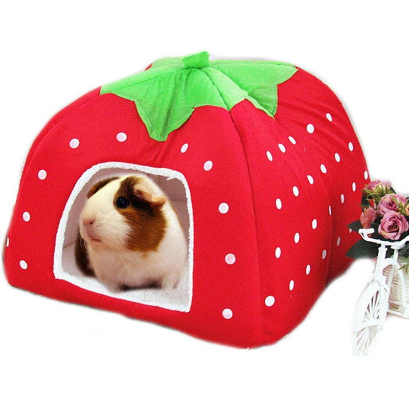 Rabbit Guinea Pig Hamster House Bed Cute Small Animal Pet Winter Warm Squirrel Hedgehog Chinchilla House Cage Nest Hamster Accessories (9" 9" 10", A-Red) 9"*9"*10" - PawsPlanet Australia