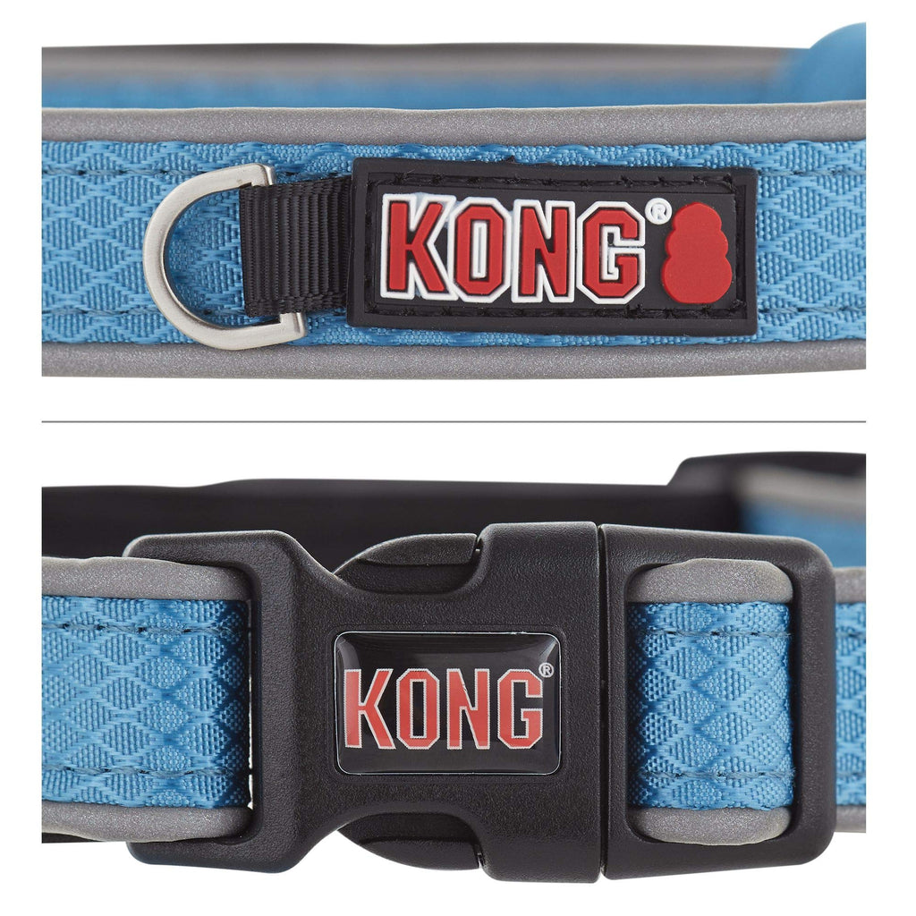 [Australia] - KONG Reflective Premium Neoprene Padded Dog Collar Offered by Barker Brands Inc. Medium Blue 