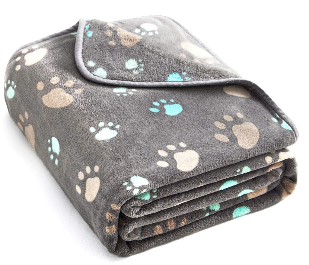 Super Soft and Premium Fuzzy Flannel Fleece Pet Dog Blanket, The Cute Print Design Washable Fluffy Blanket for Puppy Cat Kitten Indoor or Outdoor, Grey, 31 x 24 Inches 31" x 24" - PawsPlanet Australia