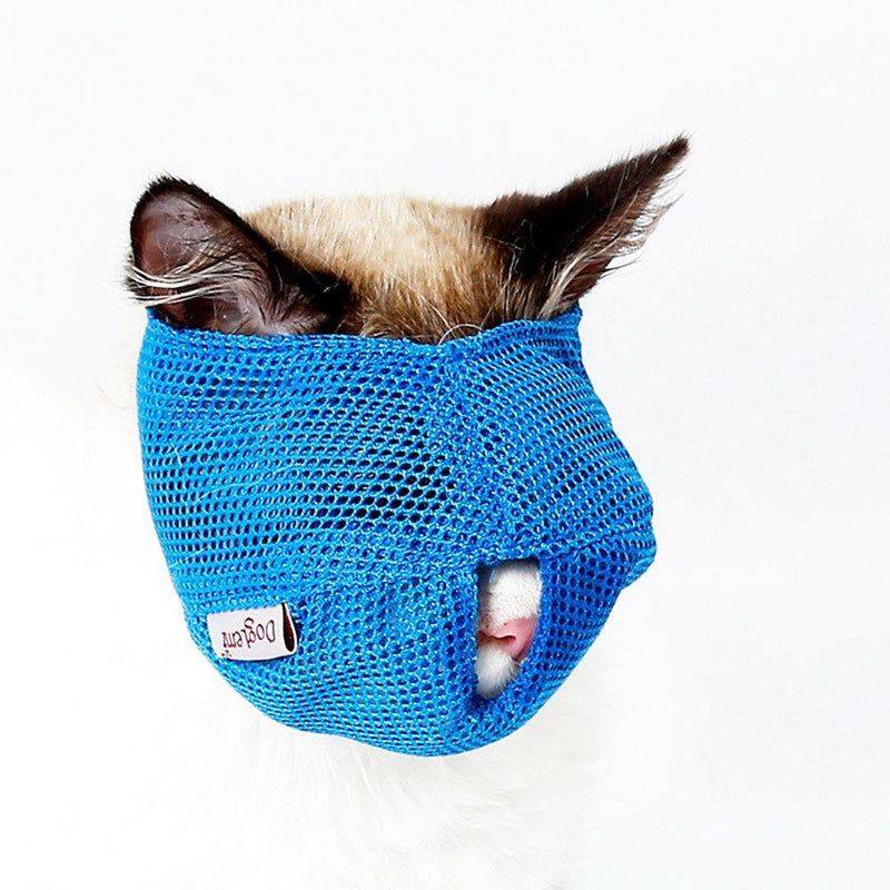[Australia] - ZOOPOLR Cat Muzzles - Breathable Mesh Muzzles Prevent Cats from Biting and Chewing - Anti Bite Anti Meow BLUE-L 