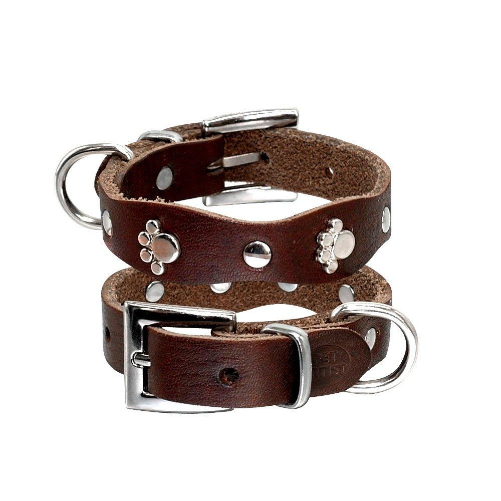 [Australia] - PET ARTIST Luxury Genuine Leather Dog Collar-Handmade for Small/Medium Dog Breeds with The Finest Real Leather-Full Grain Latigo Leather and Stylish Strong Dog Collar XS:13.5'' fits 9.0-11.5'' neck 