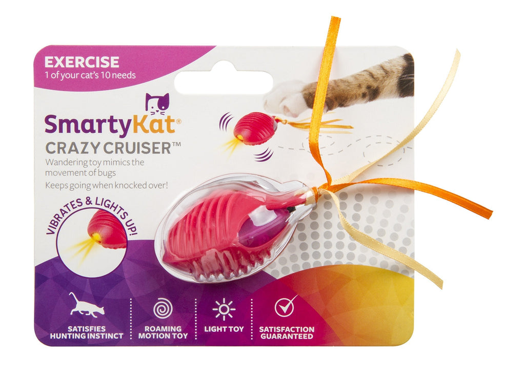 SmartyKat, Crazy Cruiser, Electronic Motion Cat Toy, Interactive Rumble Bug, Vibrates, Lights Up, Batteries Included - PawsPlanet Australia