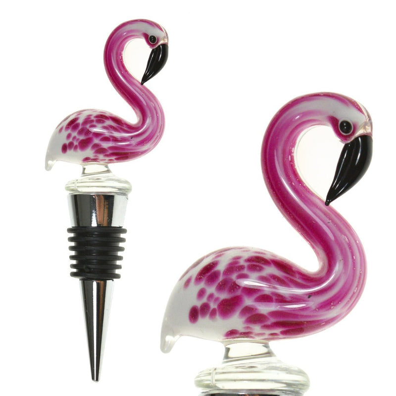 Glass Flamingo Wine Bottle Stopper - Decorative, Colorful, Unique, Handmade, Eye-Catching Glass Wine Stoppers - Flamingo Gifts, Wine Accessories Gift for Host/Hostess - Wine Corker/Sealer - PawsPlanet Australia