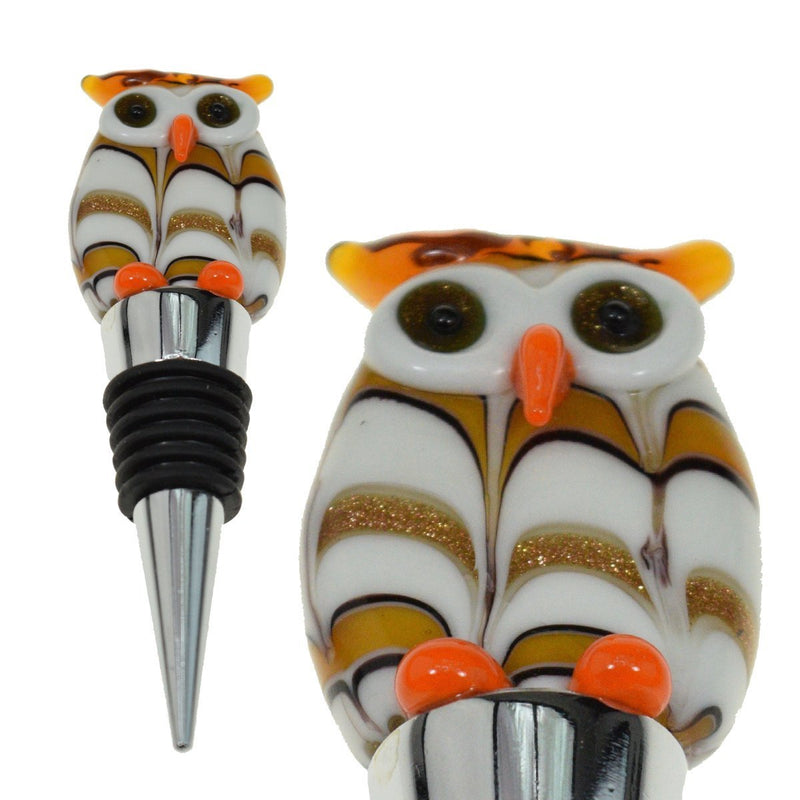 Gold Owl Wine Stopper - Champagne/Wine Bottle Stopper, Decorative, Colorful, Unique, Eye-Catching Glass Wine Stoppers – Glass Owl Decor, Wine Accessories Gift for Host/Hostess - Wine Corker / Sealer - PawsPlanet Australia