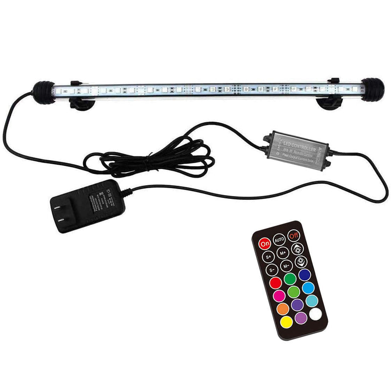COVOART LED Aquarium Light, 15 inches Fish Tank Light RGB Color Underwater Light Submersible Crystal Glass Lights, 21 LED Beads, Brightness Adjustable Memory Function 15 Inch (Pack of 1) - PawsPlanet Australia
