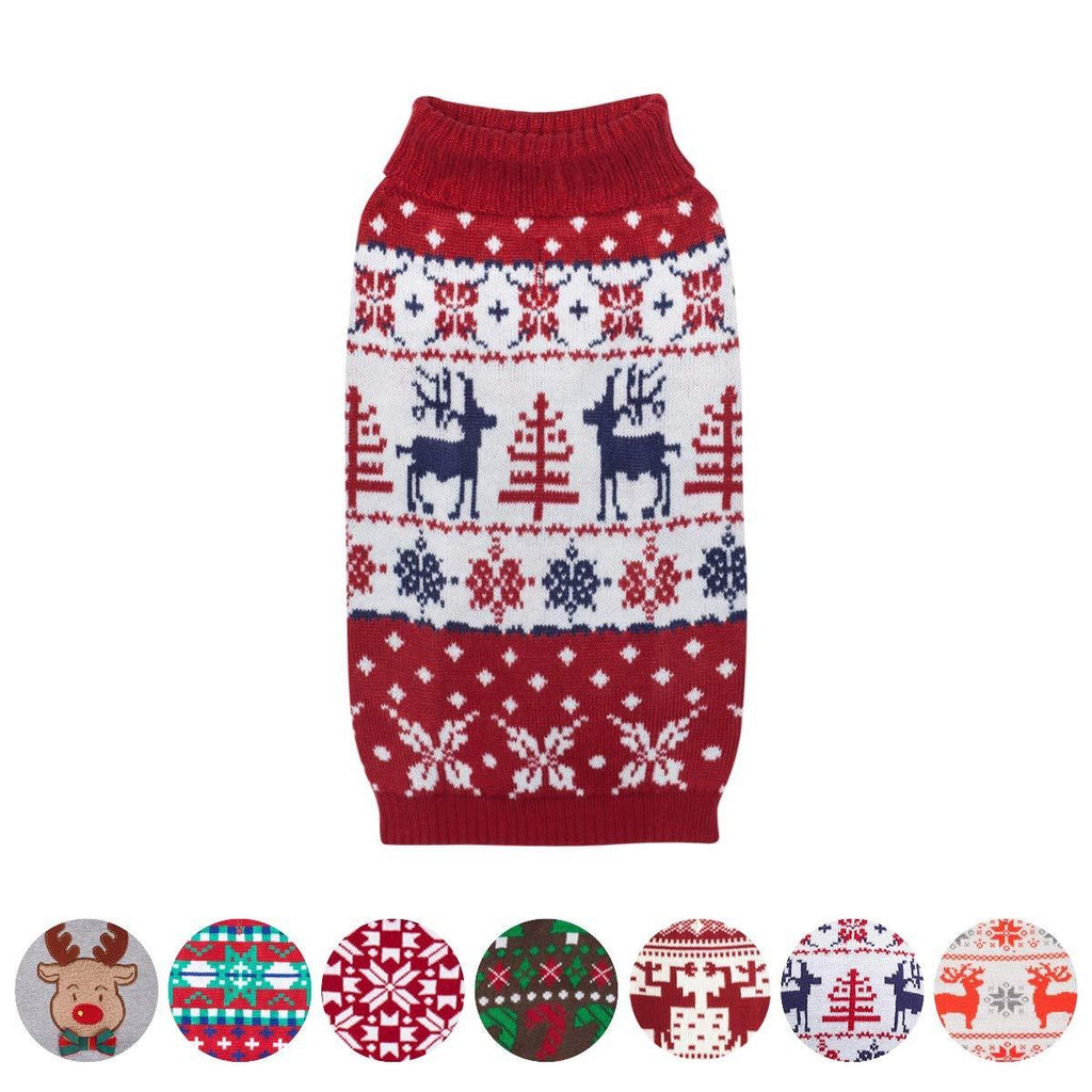 [Australia] - Blueberry Pet 10+ Patterns Christmas Clothes - Christmas Family Interlock Sweaters for Dogs, Children and Parents, Lovely Sweatshirts for Dogs Back Length 14" Tango Red & Navy Blue 