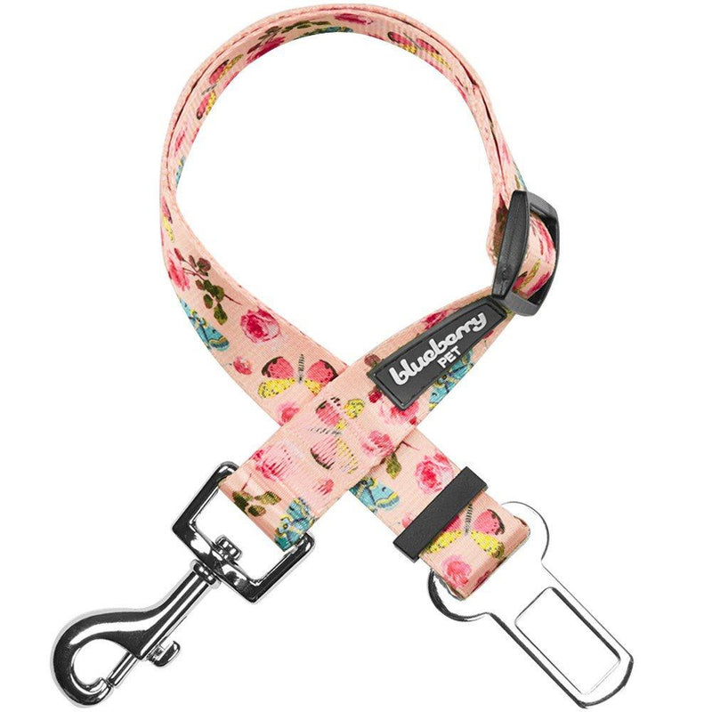 [Australia] - Blueberry Pet 20+ Patterns Spring Scent Floral Collection - Collars, Martingale Collars, Harnesses or Leashes for Dogs, Matching Lanyards for Pet Lovers, Personalized for Collars Pack of 1 Seatbelt - 1" * 16.5"-25.5" Pastel Pink 