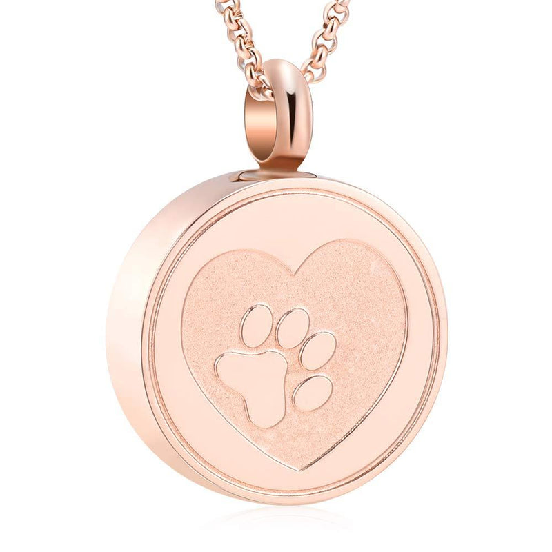 Hearbeingt Dog Paw Keepsake Necklaces Cat Memorial Pendant, Stainless Steel Cremation Jewelry for Ashes for Pet Rose gold - PawsPlanet Australia