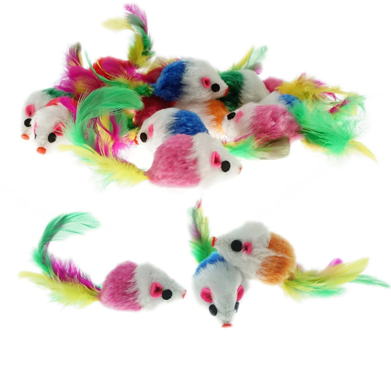[Australia] - Keklle Furry Mice Toys of Feather Tails, Mouse Toys for Cats, Funny Small Pet Toys, 20 Counting 
