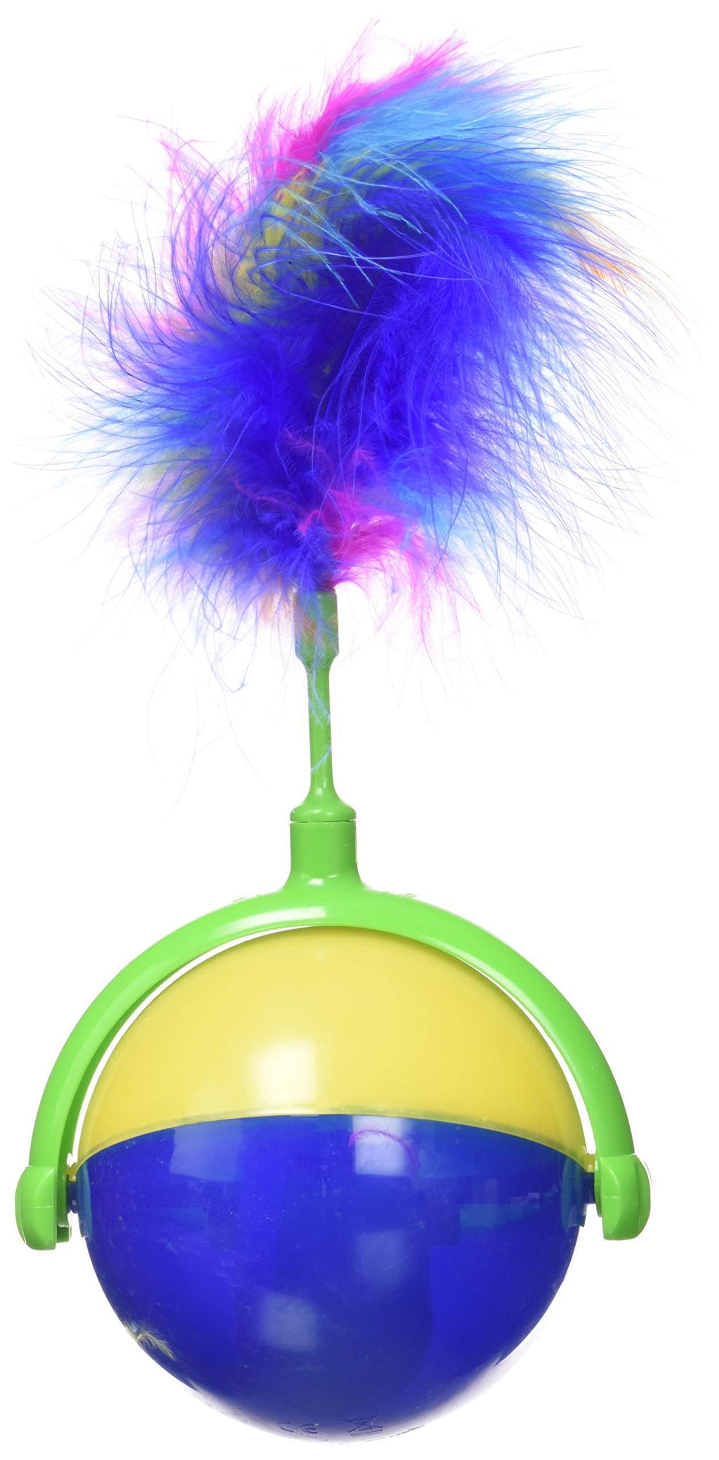 [Australia] - Iconic Pet Flashy Swingy Interactive Cat Toy, Best Cat Toy with Rolling Ball & Colorful Feather for Exercise, Natural Hunting Pet Toys for Health & Entertainment, Best Indoor Automatic Chaser Ball 