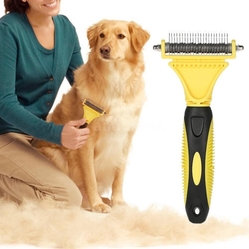 [Australia] - Pet Dematting Comb, Dogs and Cats Grooming Brush Tool, 2 Sided Steel Rake Brush for Small Medium and Large Breeds with Medium and Long Hair, Removes Undercoat Mats Tangles (Regular 12+23 Teeth) 