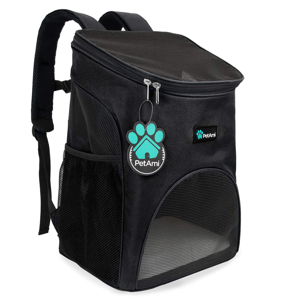 PetAmi Premium Pet Carrier Backpack for Small Cats and Dogs | Ventilated Design, Safety Strap, Buckle Support | Designed for Travel, Hiking & Outdoor Use Black - PawsPlanet Australia