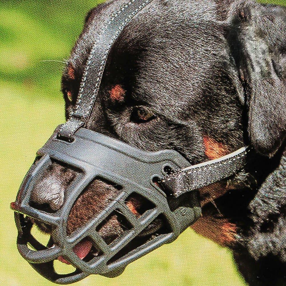 [Australia] - Dog Muzzle,Soft Basket Silicone Muzzles for Dog, Best to Prevent Biting, Chewing and Barking, Allows Drinking and Panting, Used with Collar 4 (Snout 12-13.5") Black 