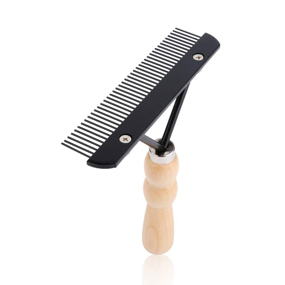 Ordermore Long Tooth Undercoat Dog Rake,Anti-Slip Wood Handle Grooming Rake,Steel Comb for Long Hair Pet - PawsPlanet Australia