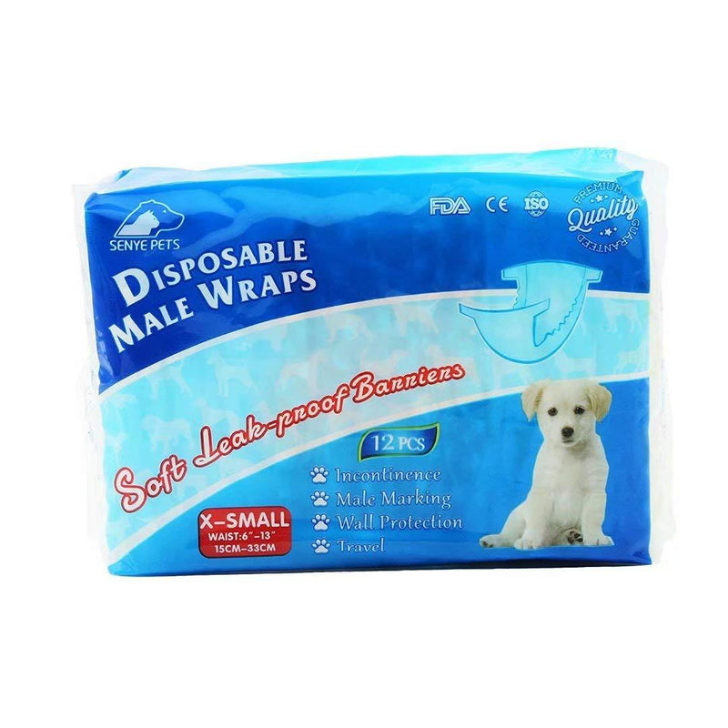 [Australia] - SENYE PET Disposable Male Wrap Dog Diapers,12Pcs XS 