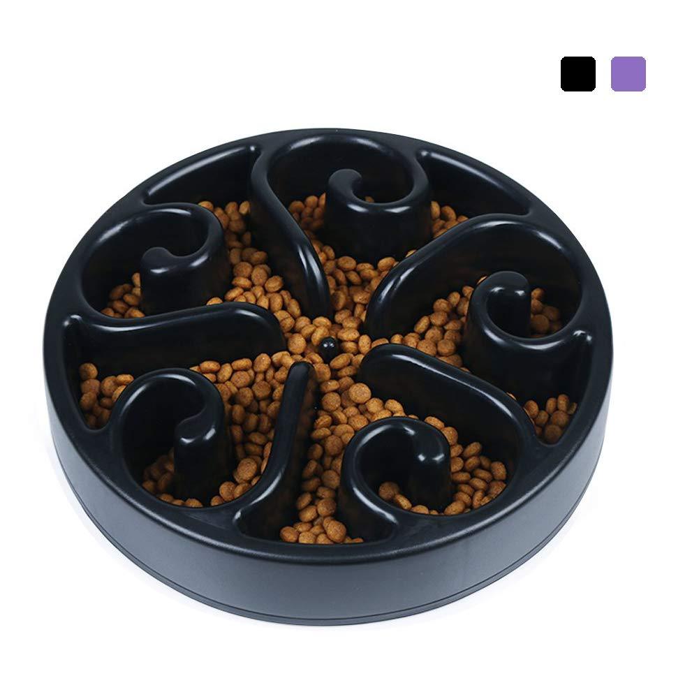 [Australia] - GRULLIN Slow Feeder Maze Dog Bowl Prevent Choking Indigestion Interactive Non-Toxic Eco-Friendly Puzzle Dish Spiral Design Non-Skid Base pet Bowl for Dogs Black 