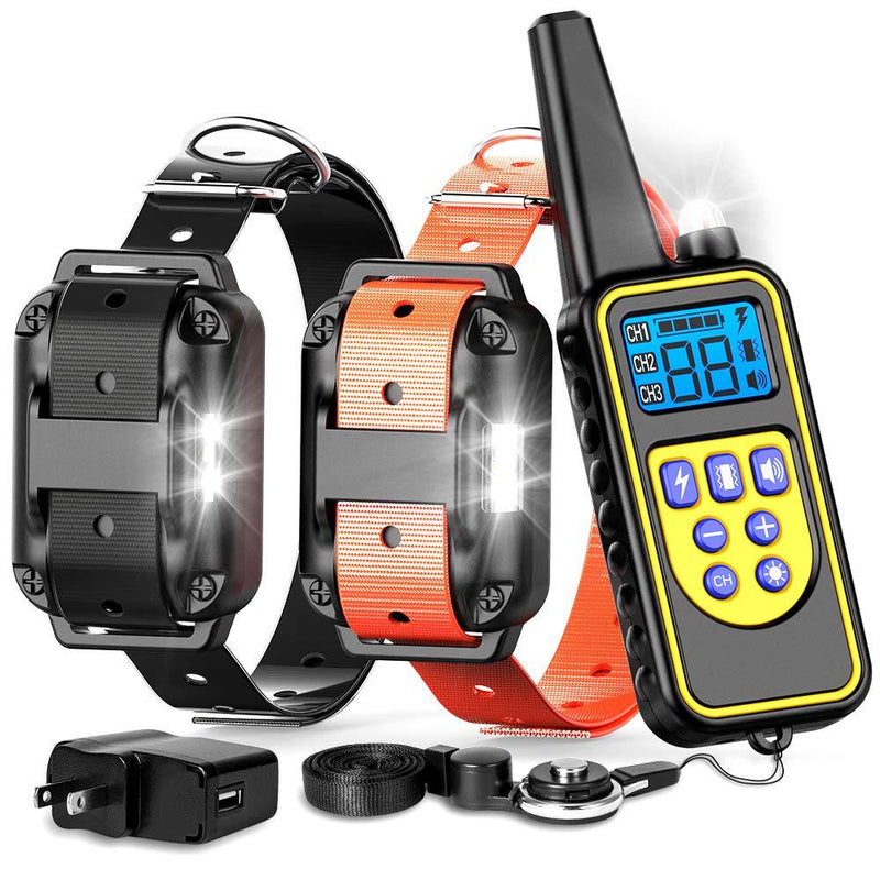 [Australia] - F-color Dog Training Collar, Waterproof and Rechargeable Dog Shock Collar 2600ft Remote Range Shock Collar for Dogs, with Beep Vibration Shock LED Light Mode for Medium and Large Dogs 