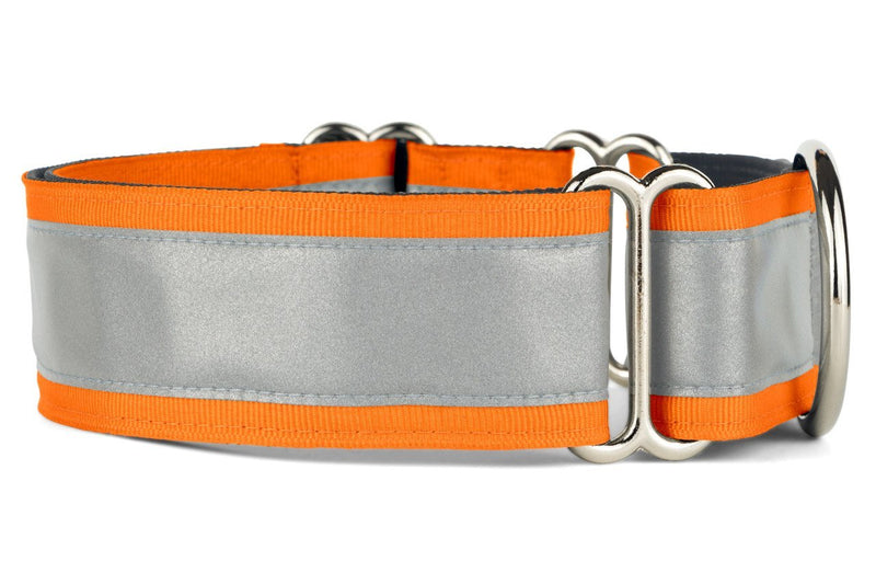 [Australia] - If It Barks - 1.5" Reflective Martingale Collar for Dogs - Adjustable - Made in USA - Strong, Durable, and Comfy - Ideal for Training - Suitable for Most Breeds Medium (15"-22") Orange 