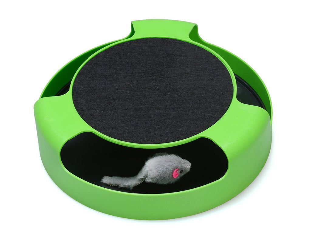 [Australia] - FYNIGO Cat Interactive Toys with a Running Mice and a Scratching Pad,Catch The Mouse,Cat Scratcher Catnip Toy,Green Green 