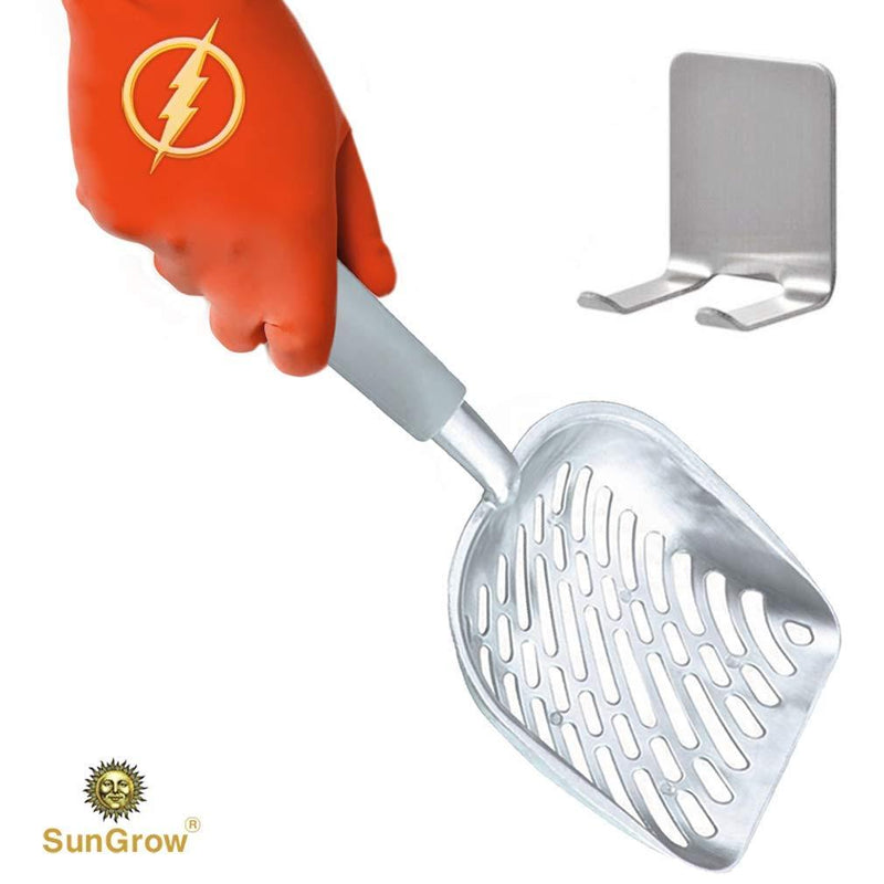 [Australia] - SunGrow Cat Litter Scoop, 14 Inches, with Deep Shovel & Strong Aluminum, Lightweight Handle, Two Minutes to Clean Poop Box, No Scatter Sides for Easy sifting, Can Last Generations, 1 Pack 