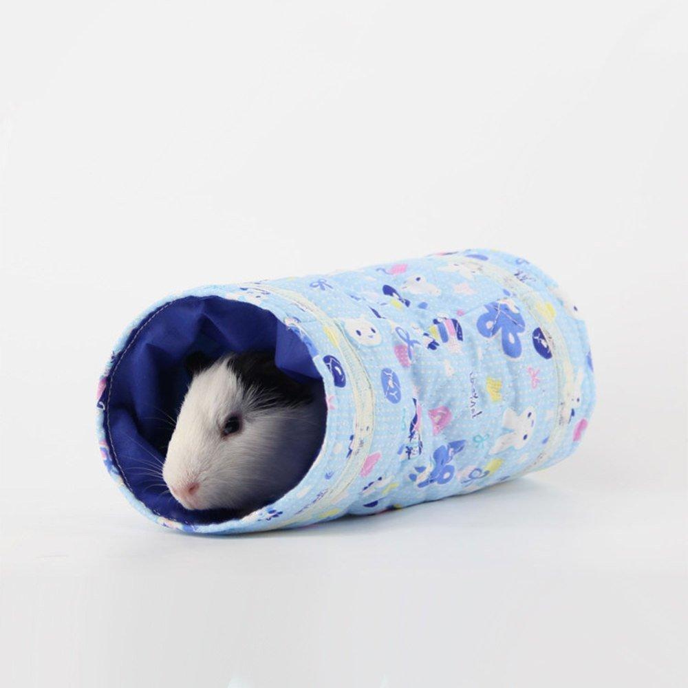 S-Lifeeling 1Pc Cute Spring&Autume Small Pet Animal Tunnel Tube Toy, Cloth Hideout Bed House Playing Hut for Hamster/Gerbil Rat/Guinea Pig/Chinchilla/Squirrel, Beige blue - PawsPlanet Australia