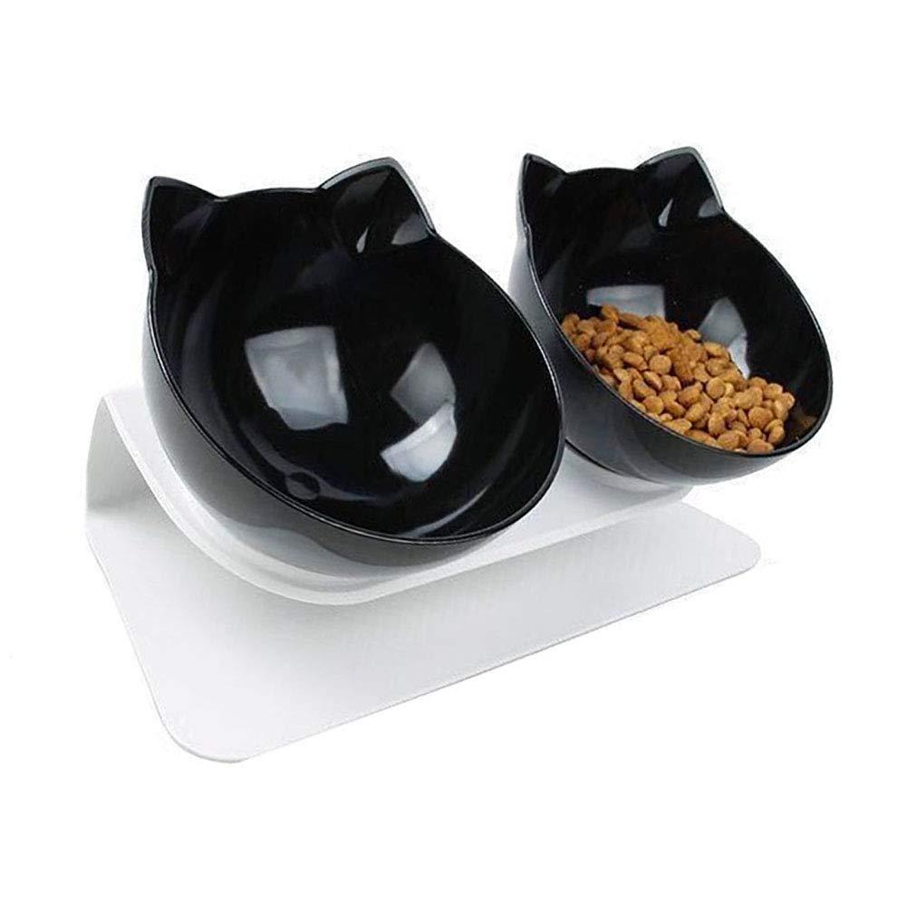 Love Dream Elevated Cat Bowls with Raised Stand, Pet Food Water Feeder Bowl, 15° Tilted Pet Bowl Stress-Free Suit for Cats Small Dogs Black+Black - PawsPlanet Australia