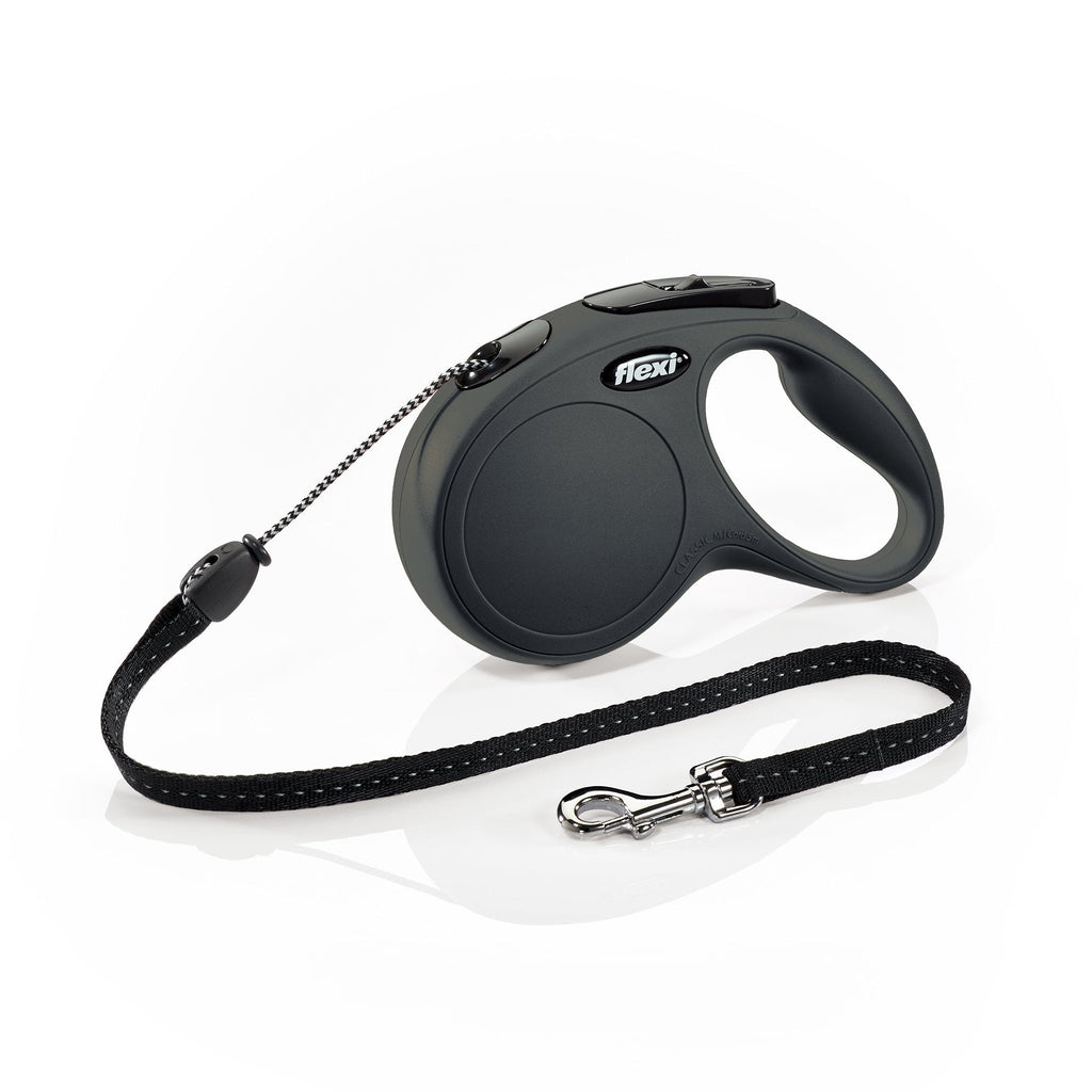 [Australia] - FLEXI New Classic Retractable Dog Leash (Cord), 16 ft, Medium, Black 