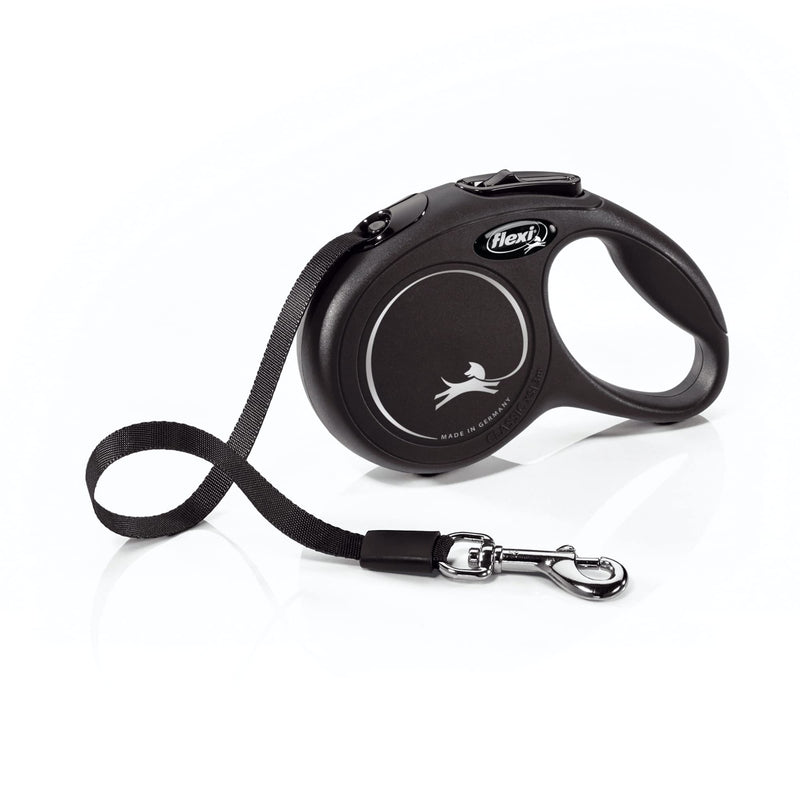 Flexi New Classic Retractable Dog Leash (Tape Extra Small - 10 ft Black - PawsPlanet Australia
