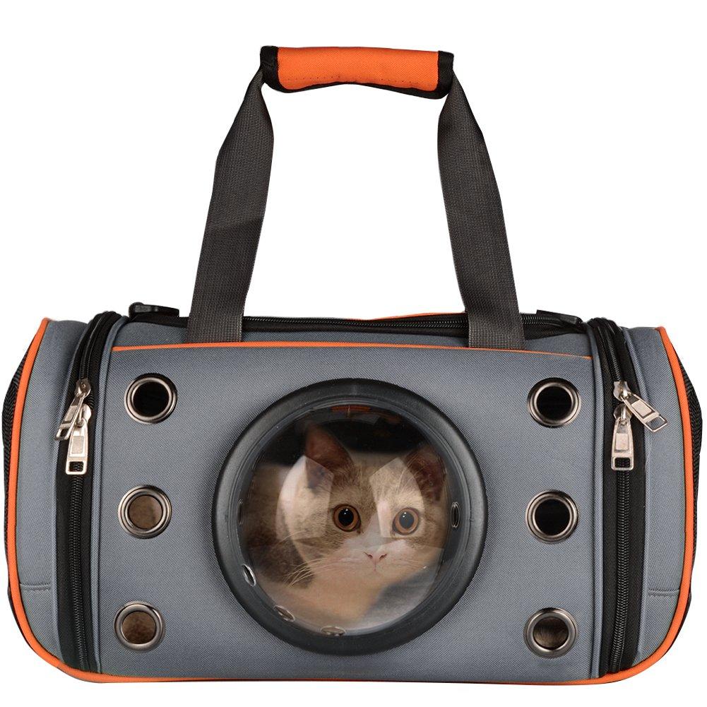 [Australia] - PETLOFT Innovative Pet Carrier, Deluxe Soft Sided Top & Side Loading Foldable Pet Travel Carrier for Cats and Small Dogs (Medium, Orange) 