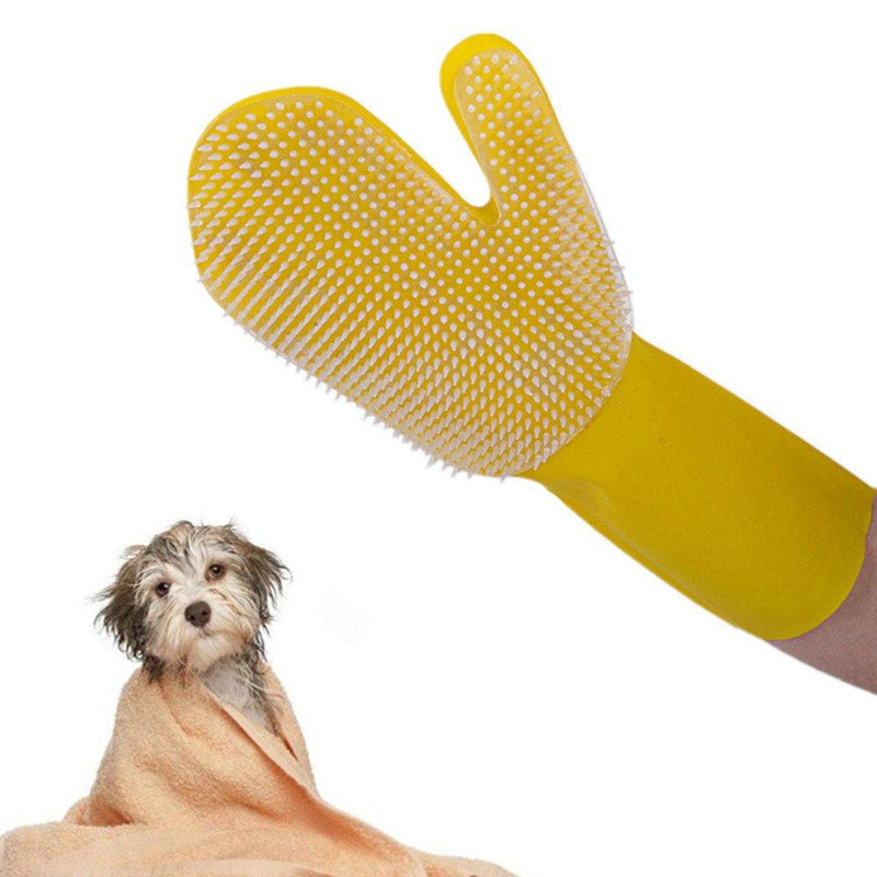 [Australia] - Pet Shower Glove, Pet Bathing Mittens, Dog Grooming Brush, Waterproof Rubber Bath Brush with Long Sleeve, for Dog and Cats with Short to Long Hair 