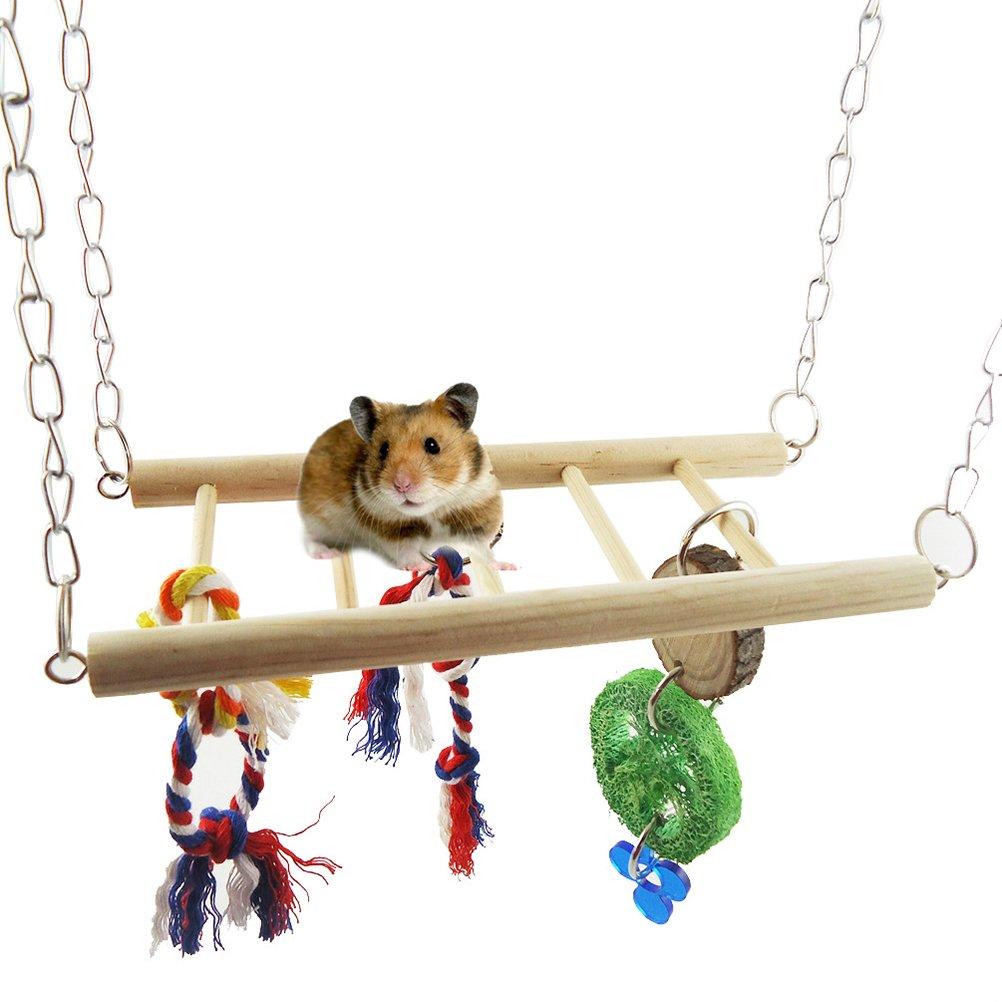 UEETEK Hamster Parrot Climbing Bridge Ladder Swimg Playground for Gerbil Rat Mouse Small Animal - PawsPlanet Australia