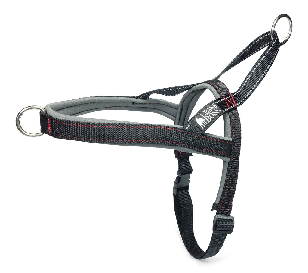 [Australia] - Leashboss No-Pull Dog Harness - Front and Rear Clip - Reflective - Padded for Walking and Training Large Black/Red/Grey/Reflective 