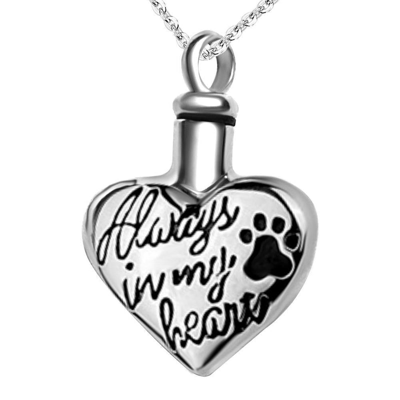 [Australia] - JMQ Urn Always in My Heart Cremation Necklace Memorial Ashes Keepsake Jewelry Pendant Paw Print Always in my heart 