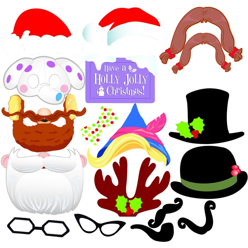Tinksky Christmas Party Photo Booth Props Creative Happy Christmas Pose Sign Kit for Party Decoration 17pcs/set - PawsPlanet Australia