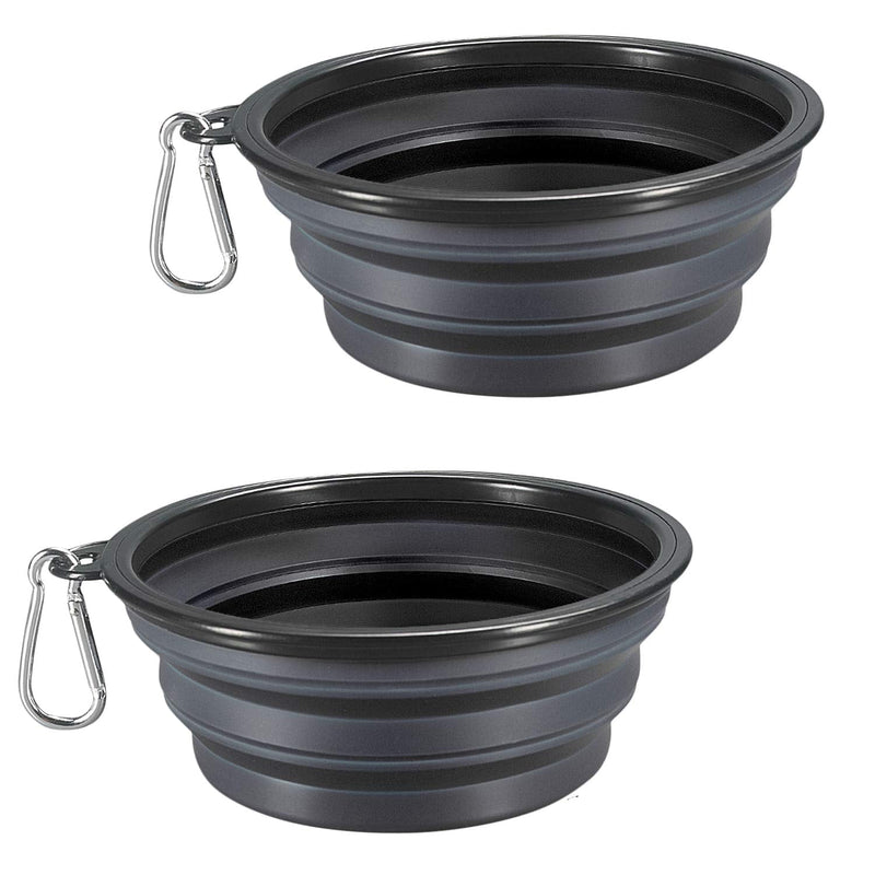 Comsun Collapsible Dog Bowls, 2-Pack Foldable Expandable Cup Dish for Pet Cat Hiking Food Water Feeding Dog Travel Bowl Black - PawsPlanet Australia